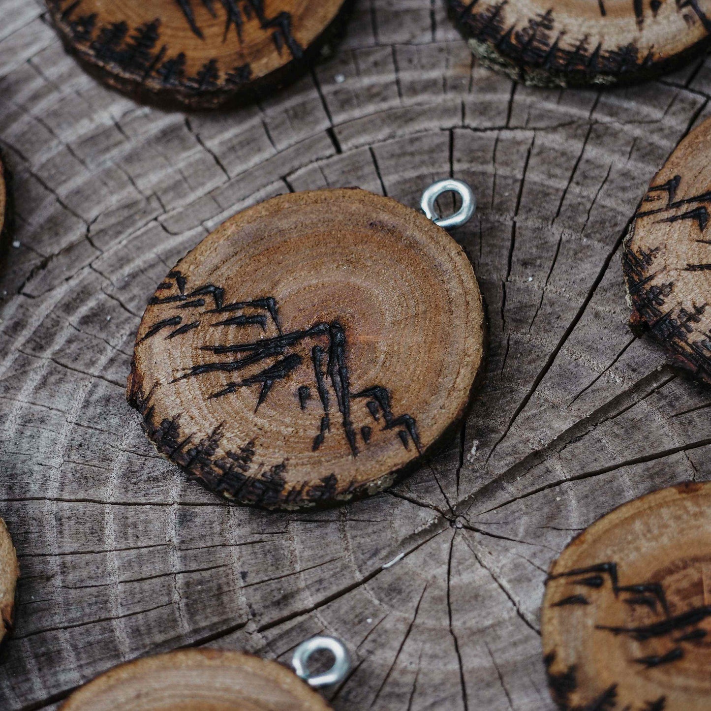 Engraved Wooden Dog Tag - Mountain
