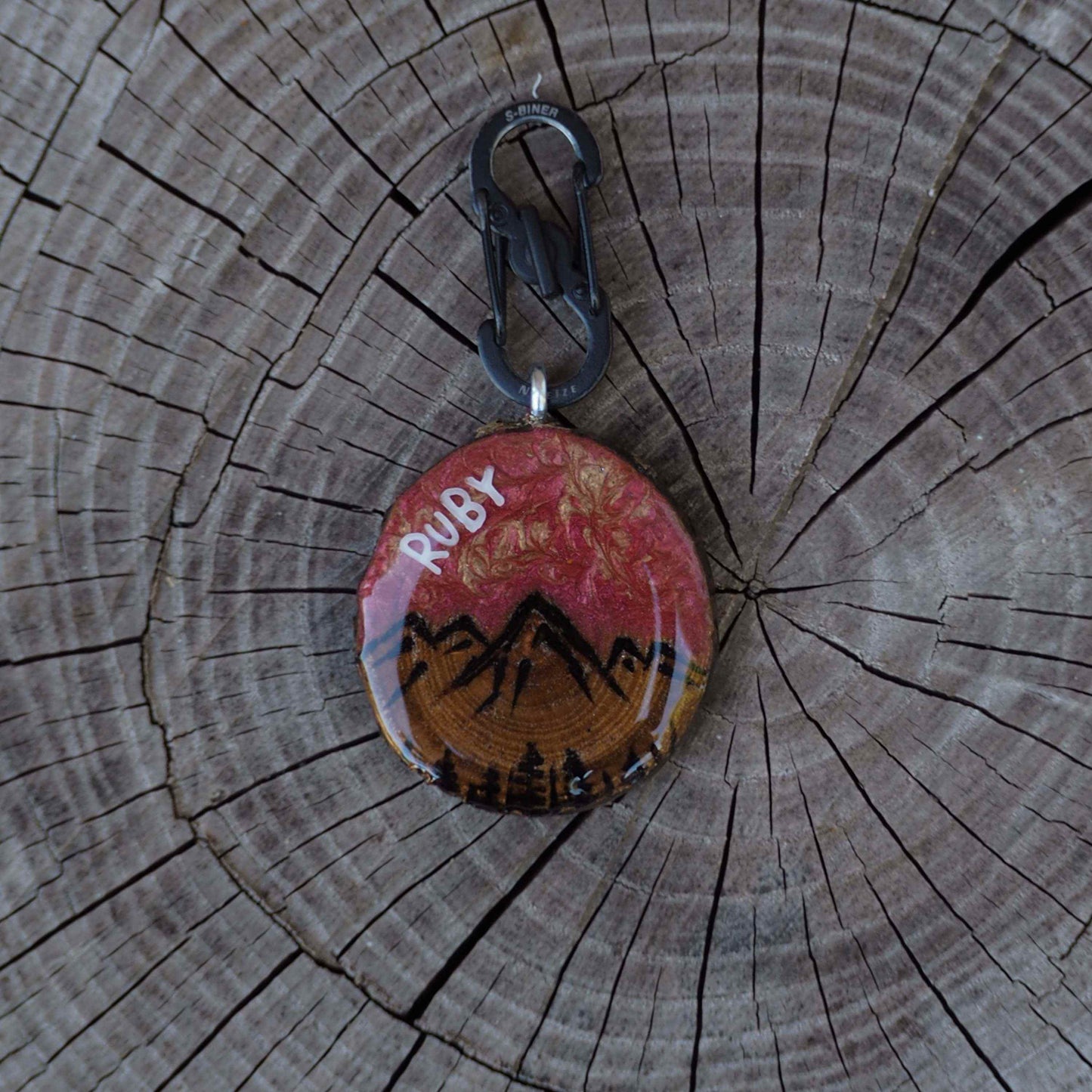 Engraved Wooden Dog Tag - Mountain