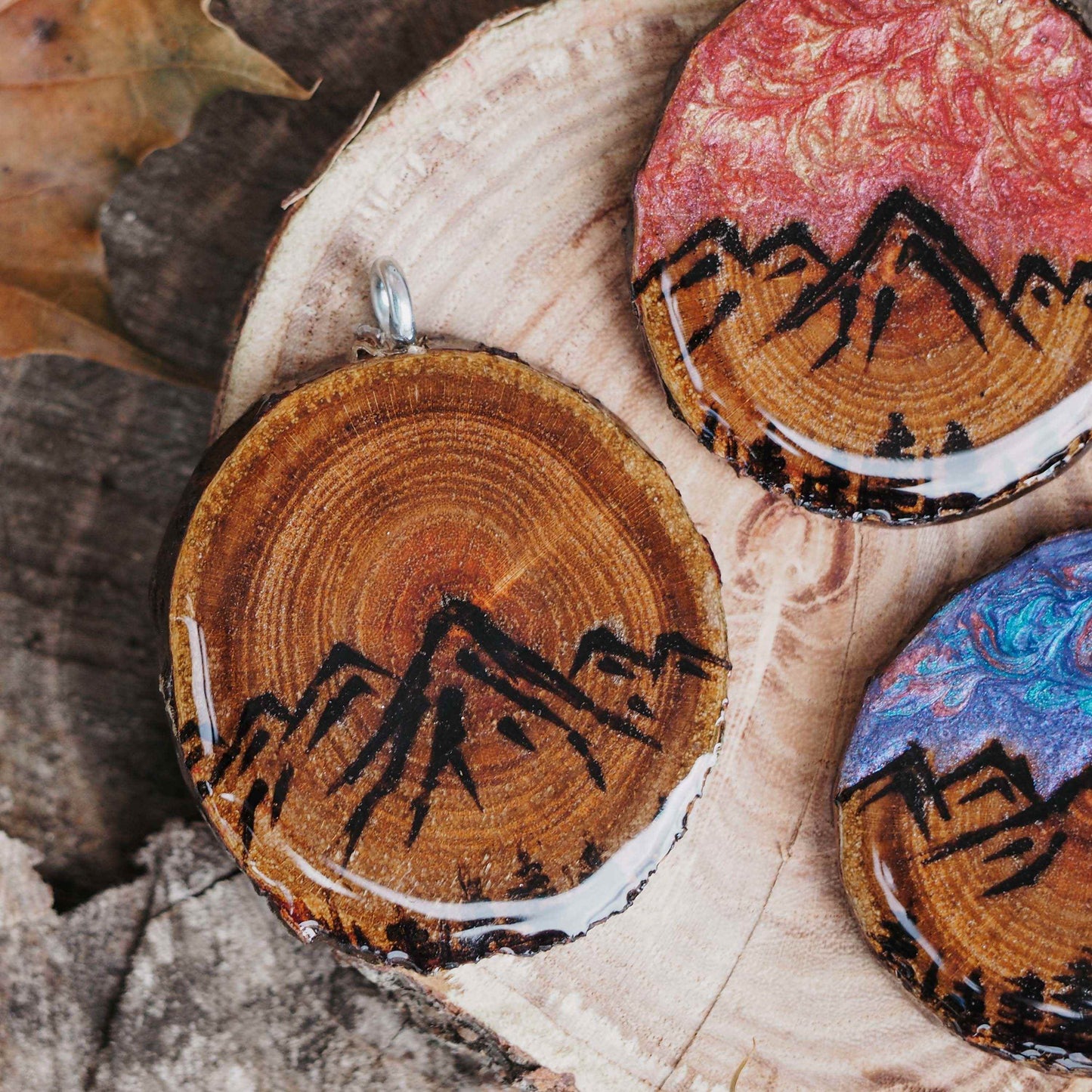 Engraved Wooden Dog Tag - Mountain