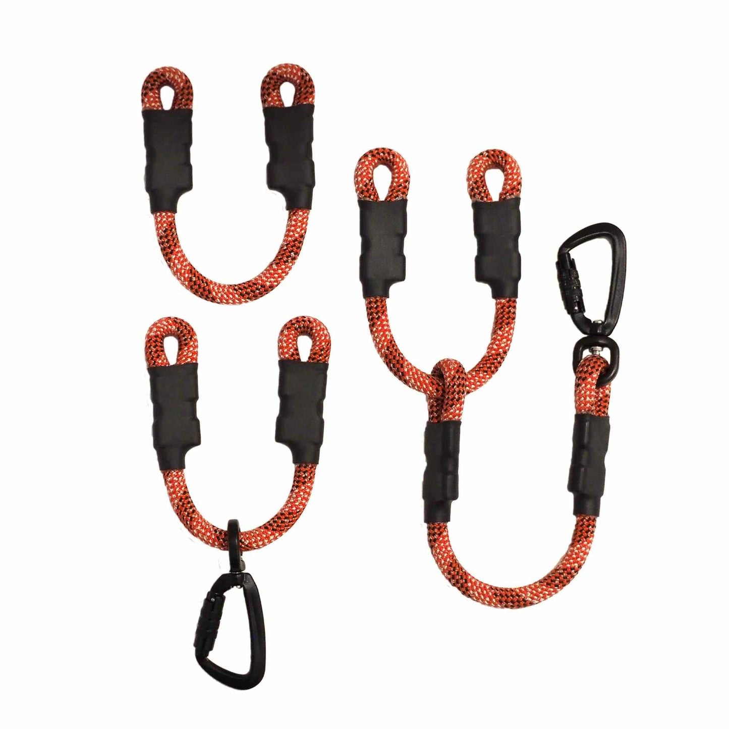 Climbing rope car headrest attachment, looped securely around metal headrest poles inside a vehicle, showcasing a minimalist and functional design.