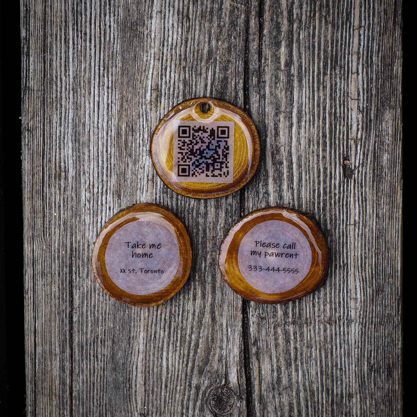 Engraved Wooden Dog Tag - Mountain