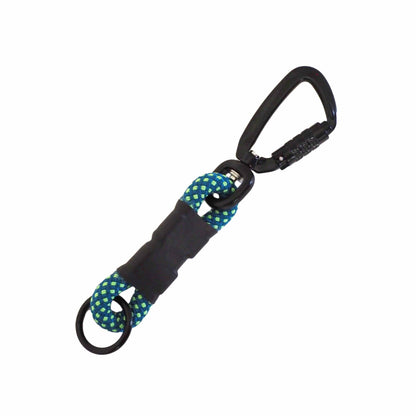 Mini Wanderlust Leash by North Tail, handmade in Ontario with genuine UIAA certified climbing rope and an auto-locking carabiner. Lightweight, compact, and ideal for off-leash control, safety backup, or use as a keychain.